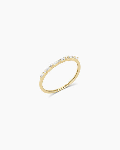Diamond and White Sapphire Amara Row Ring || option::14K Solid Gold