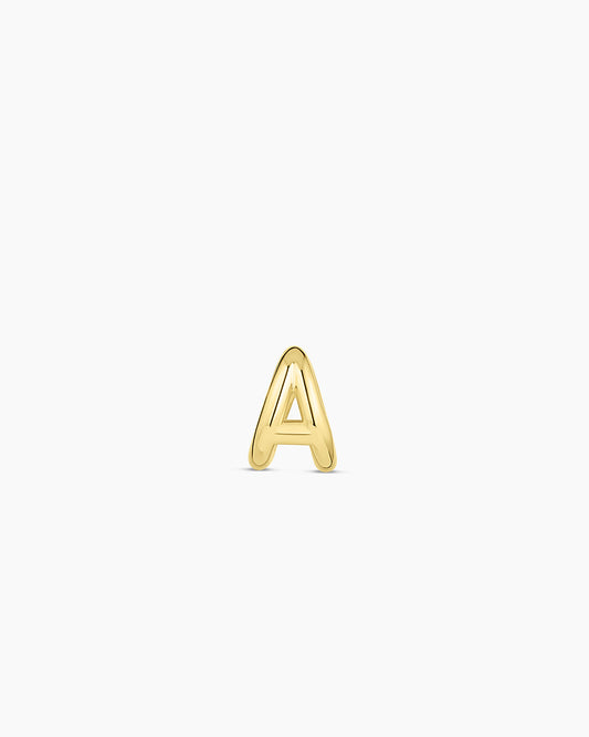Alphabet Huggie || option::18K Gold Plated, A
