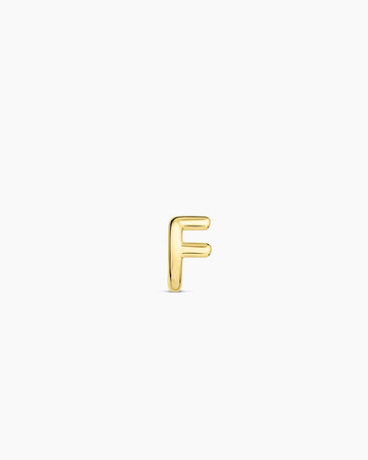 Alphabet Huggie || option::18K Gold Plated, F