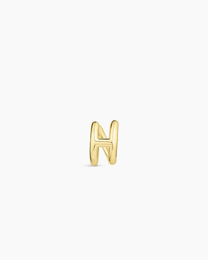 Alphabet Huggie || option::18K Gold Plated, H