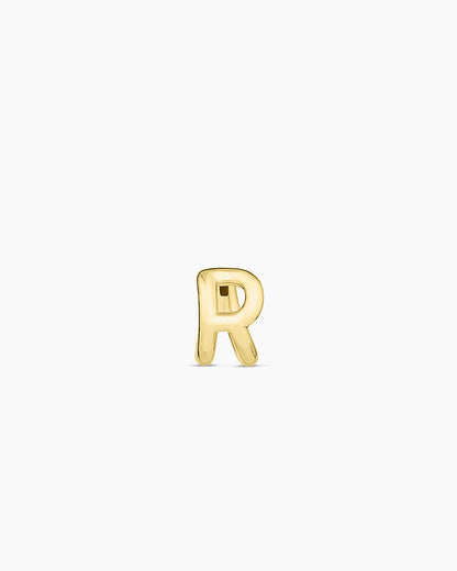 Alphabet Huggie || option::18K Gold Plated, R