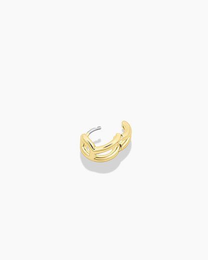 Alphabet Huggie || option::18K Gold Plated, R