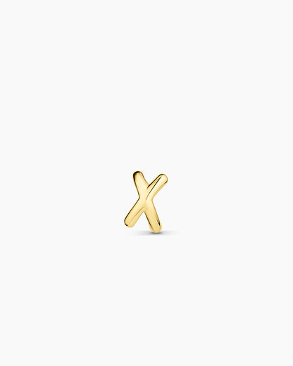 Alphabet Huggie || option::18K Gold Plated, X