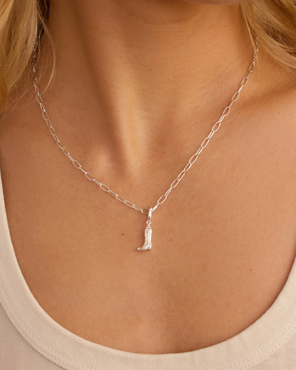 Cowboy Boot Parker Charm || option::Silver Plated