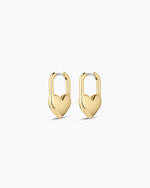 Heart Padlock Huggies || option::18K Gold Plated