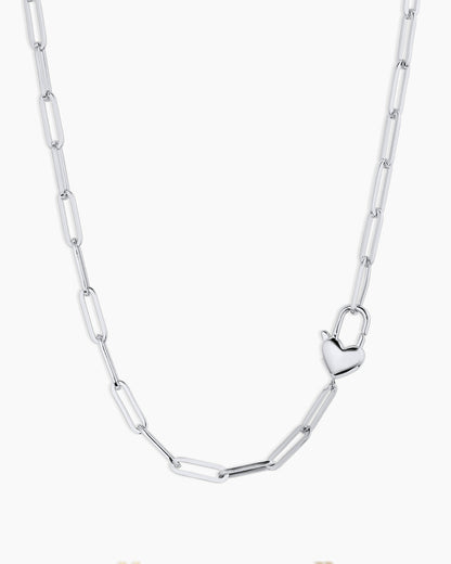 Heart Padlock Necklace || option::Silver Plated