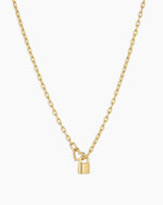 Heart Padlock Interlocking Necklace || option::18K Gold Plated