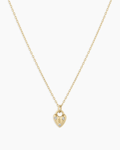 Diamond Bond Lock Necklace || option::14K Solid Gold