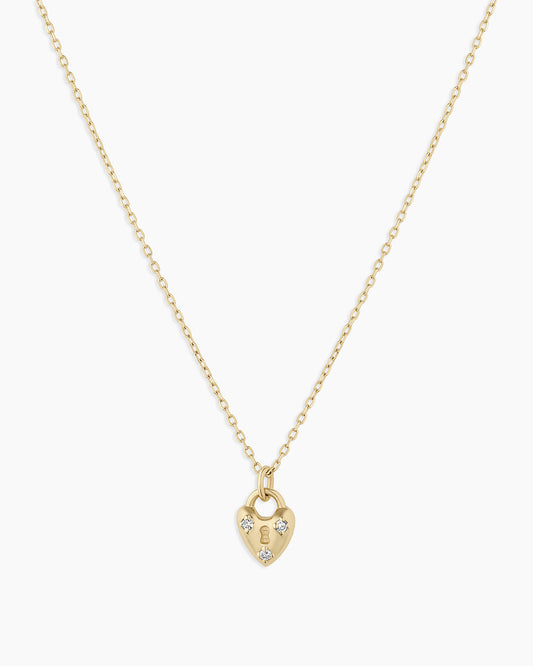 Diamond Bond Lock Necklace || option::14K Solid Gold