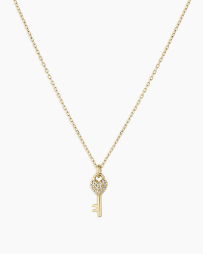 Diamond Bond Key Necklace || option::14K Solid Gold