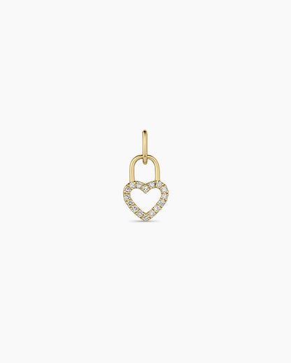 Diamond Heart Padlock Charm