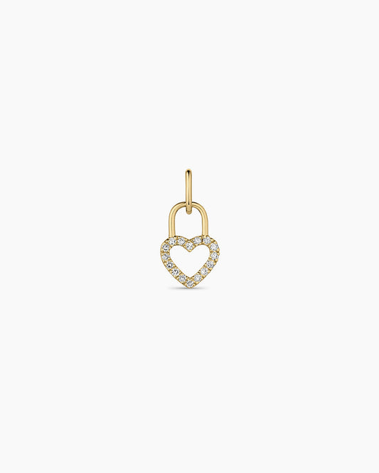 Diamond Heart Padlock Charm