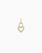 Diamond Heart Padlock Charm || option::14K Solid Gold