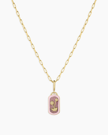 Power Gemstone Parker Charm Necklace Compassion || option::18k Gold Plated, Rhodochrosite - Compassion