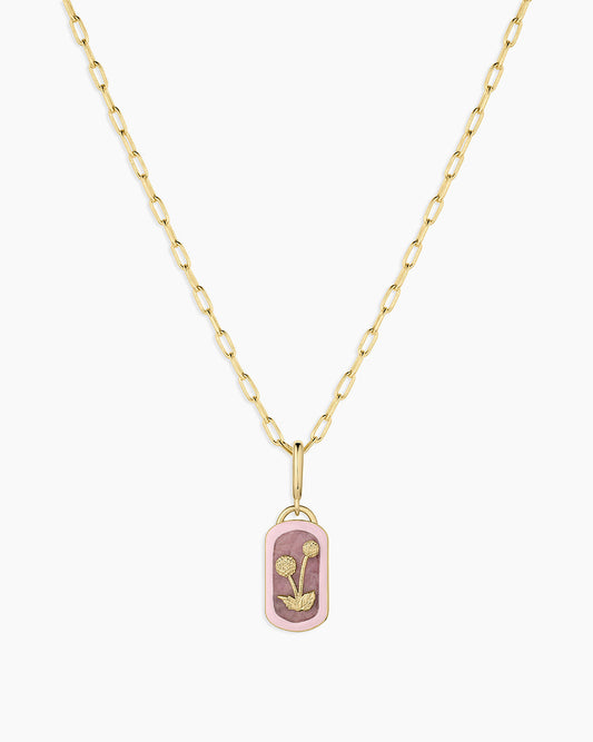 Power Gemstone Parker Charm Necklace Compassion || option::18k Gold Plated, Rhodochrosite - Compassion