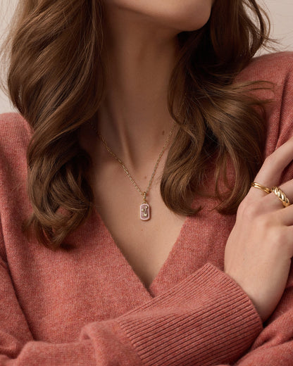 Power Gemstone Parker Charm Necklace Compassion || option::18k Gold Plated, Rhodochrosite - Compassion