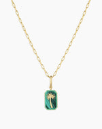 Power Gemstone Parker Charm Necklace Travel || option::18K Gold Plated