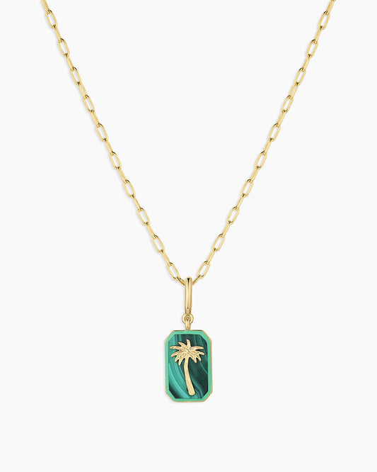 Power Gemstone Parker Charm Necklace Travel || option::18K Gold Plated