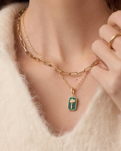 Power Gemstone Parker Charm Necklace Travel || option::18K Gold Plated