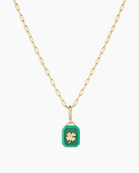 Power Gemstone Parker Charm Necklace Luck || option::18K Gold Plated