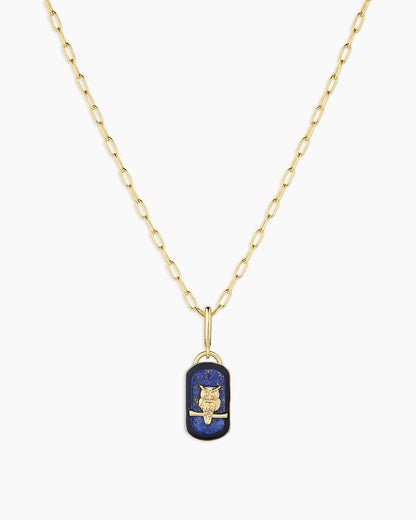 Power Gemstone Parker Charm Necklace Wisdom || option::18K Gold Plated