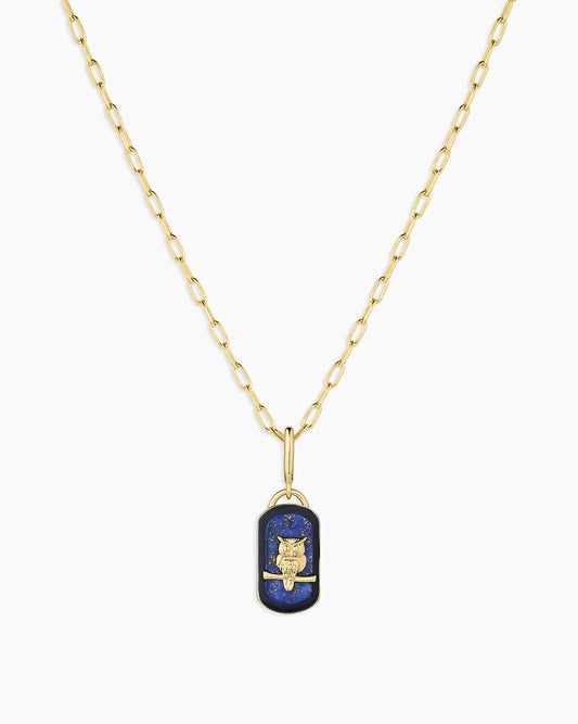 Power Gemstone Parker Charm Necklace Wisdom || option::18K Gold Plated