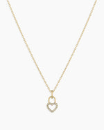 Diamond Heart Padlock Charm Necklace || option::14K Solid Gold