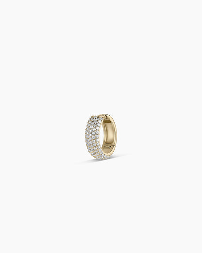 Diamond Paseo Statement Single Huggie || option::14K Solid Gold