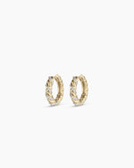 Diamond Crew Huggies || option::14K Solid Gold