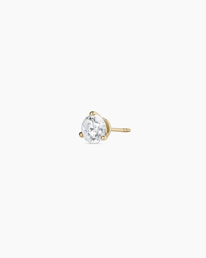 Lab Grown Diamond Solitaire Single Stud || option::14K Solid Gold, .9ct