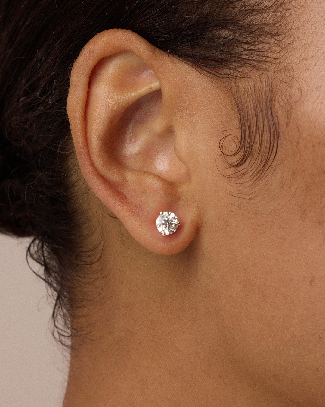 Lab Grown Diamond Solitaire Single Stud || option::14K Solid Gold, .9ct