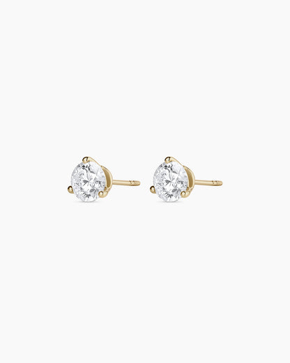 Lab Grown Diamond Solitaire Studs || option::14K Solid Gold, .9ct