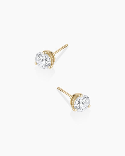 Lab Grown Diamond Solitaire Studs || option::14K Solid Gold, .9ct