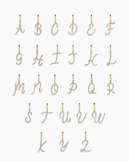 Diamond Script Alphabet Charm Necklace | All Letters