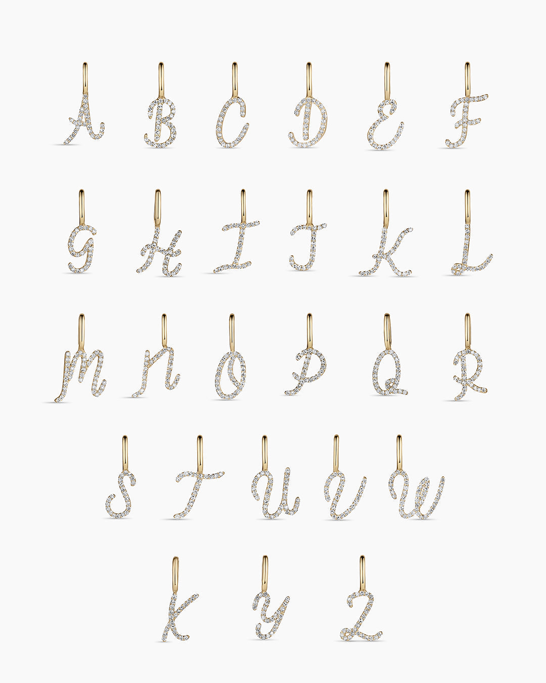 Diamond Script Alphabet Charm Necklace