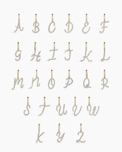 Diamond Script Alphabet Charm Necklace