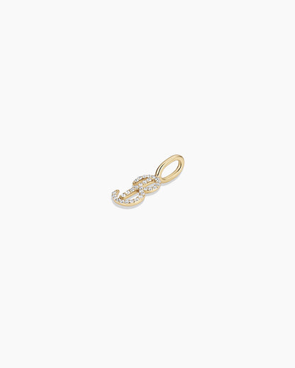 Diamond Script Alphabet Charm || option::14K Solid Gold, B