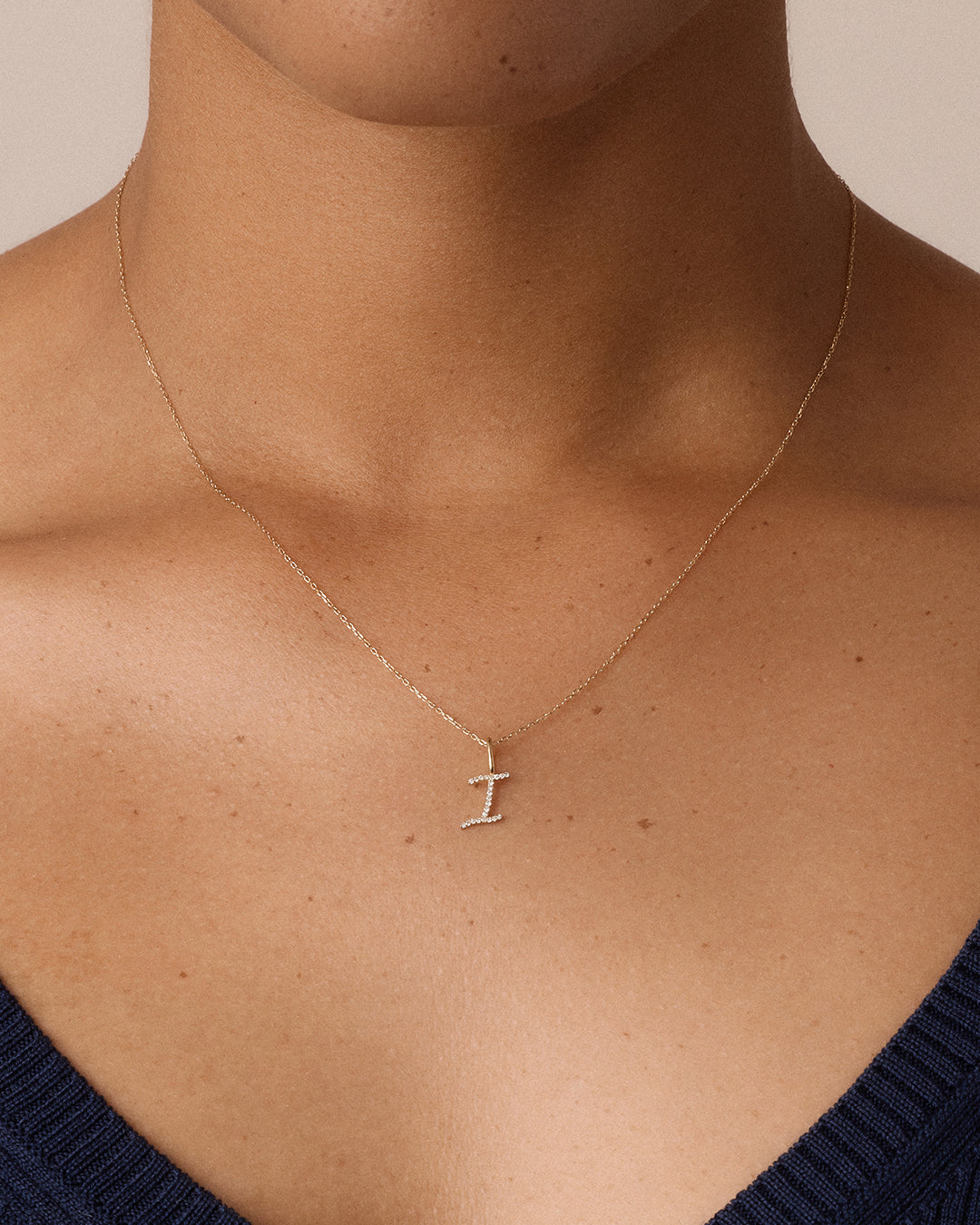 Diamond Script Alphabet Charm
