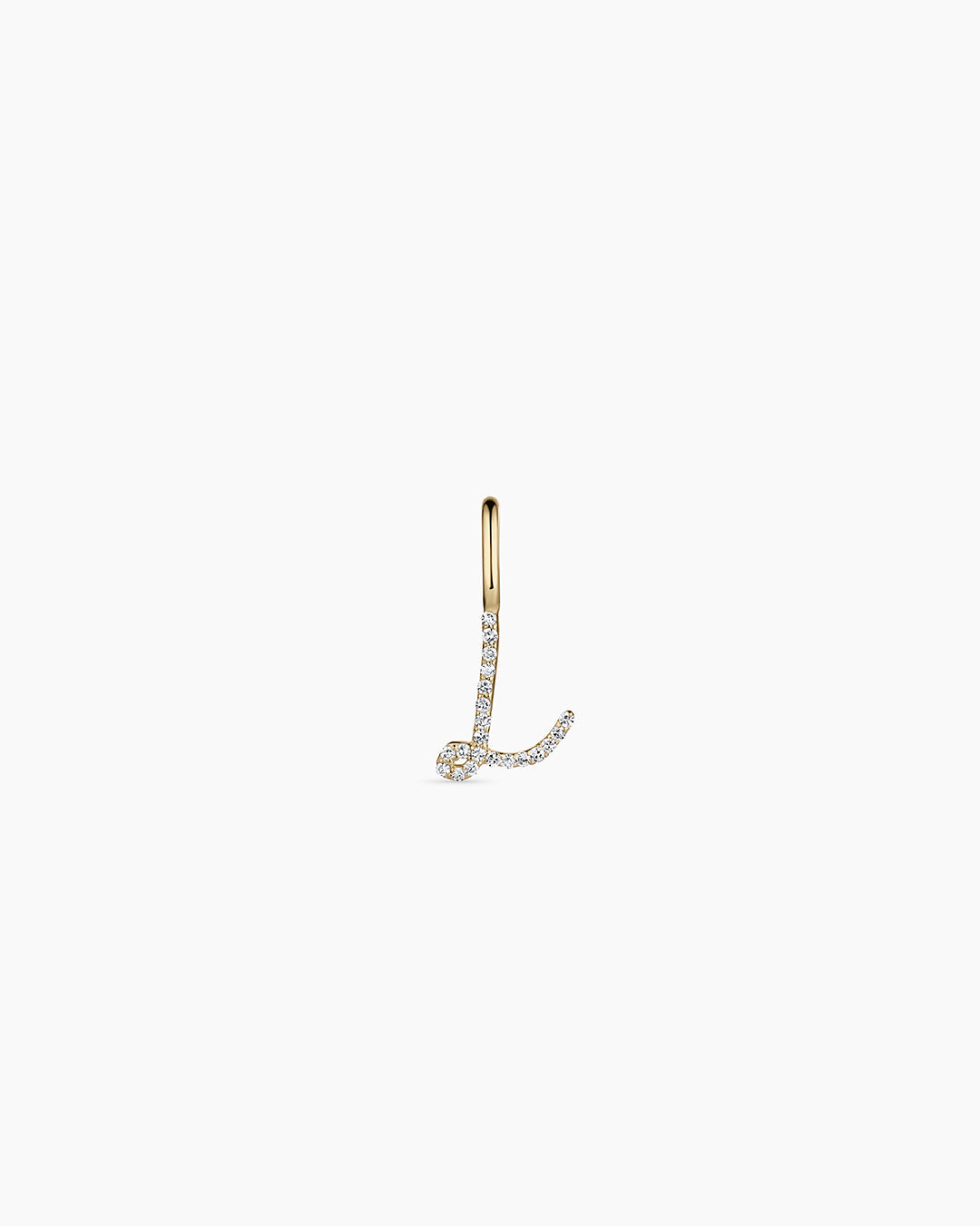 Diamond Script Alphabet Charm || option::14K Solid Gold, L