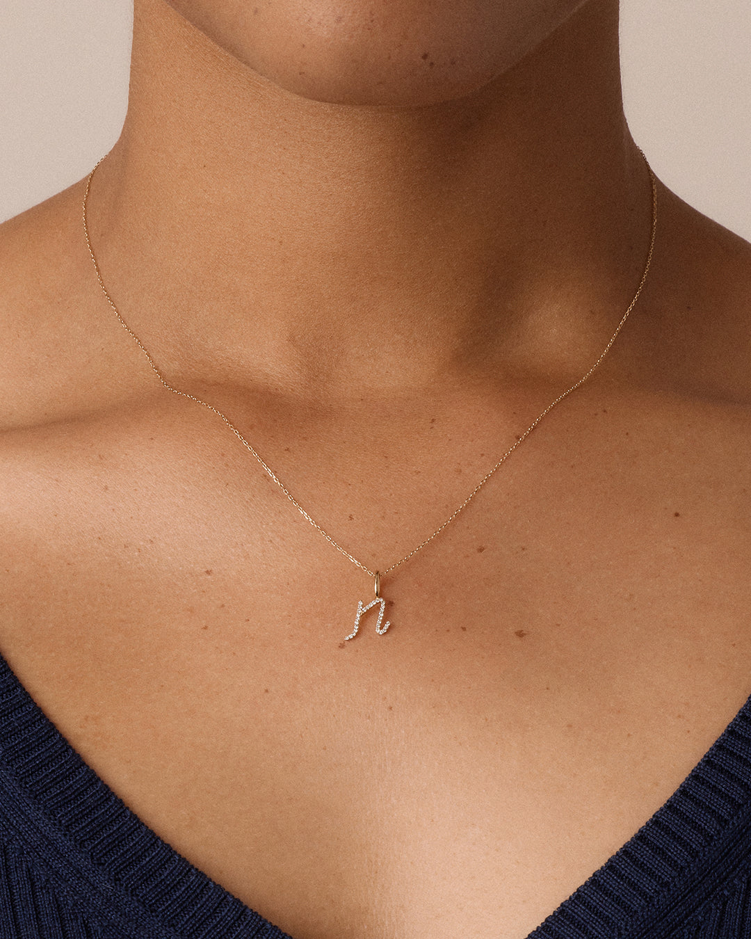 Diamond Script Alphabet Charm