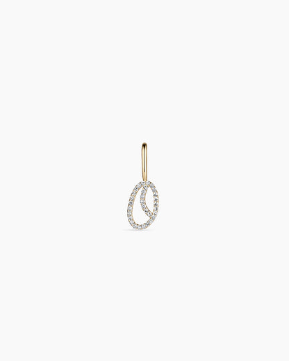 Diamond Script Alphabet Charm || option::14K Solid Gold, O