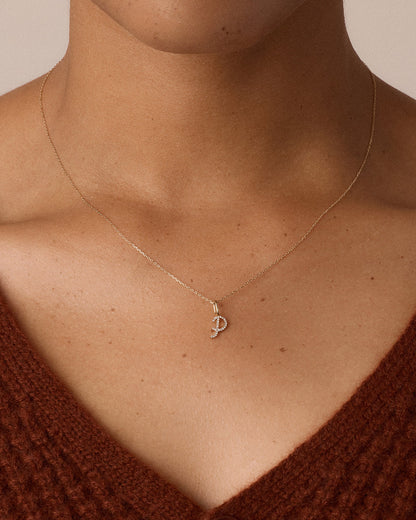 Diamond Script Alphabet Charm