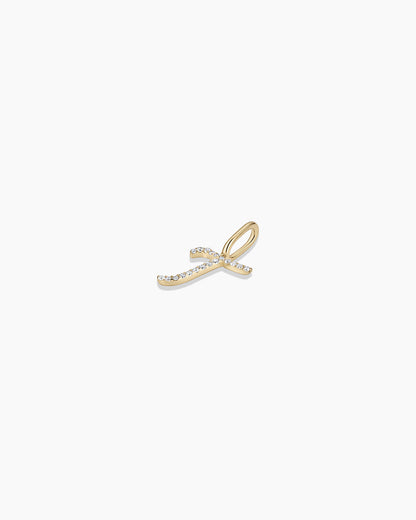Diamond Script Alphabet Charm