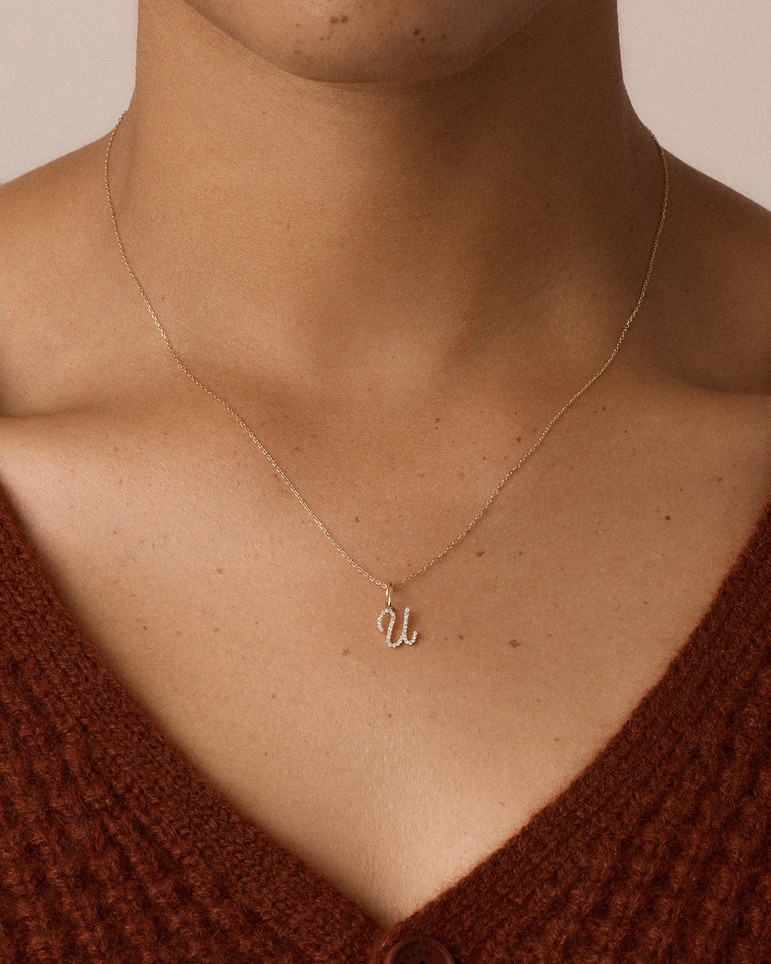 Diamond Script Alphabet Charm