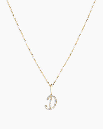 Diamond Script Alphabet Charm Necklace