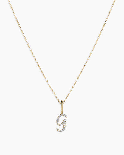 Diamond Script Alphabet Charm Necklace