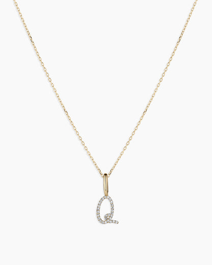 Diamond Script Alphabet Charm Necklace