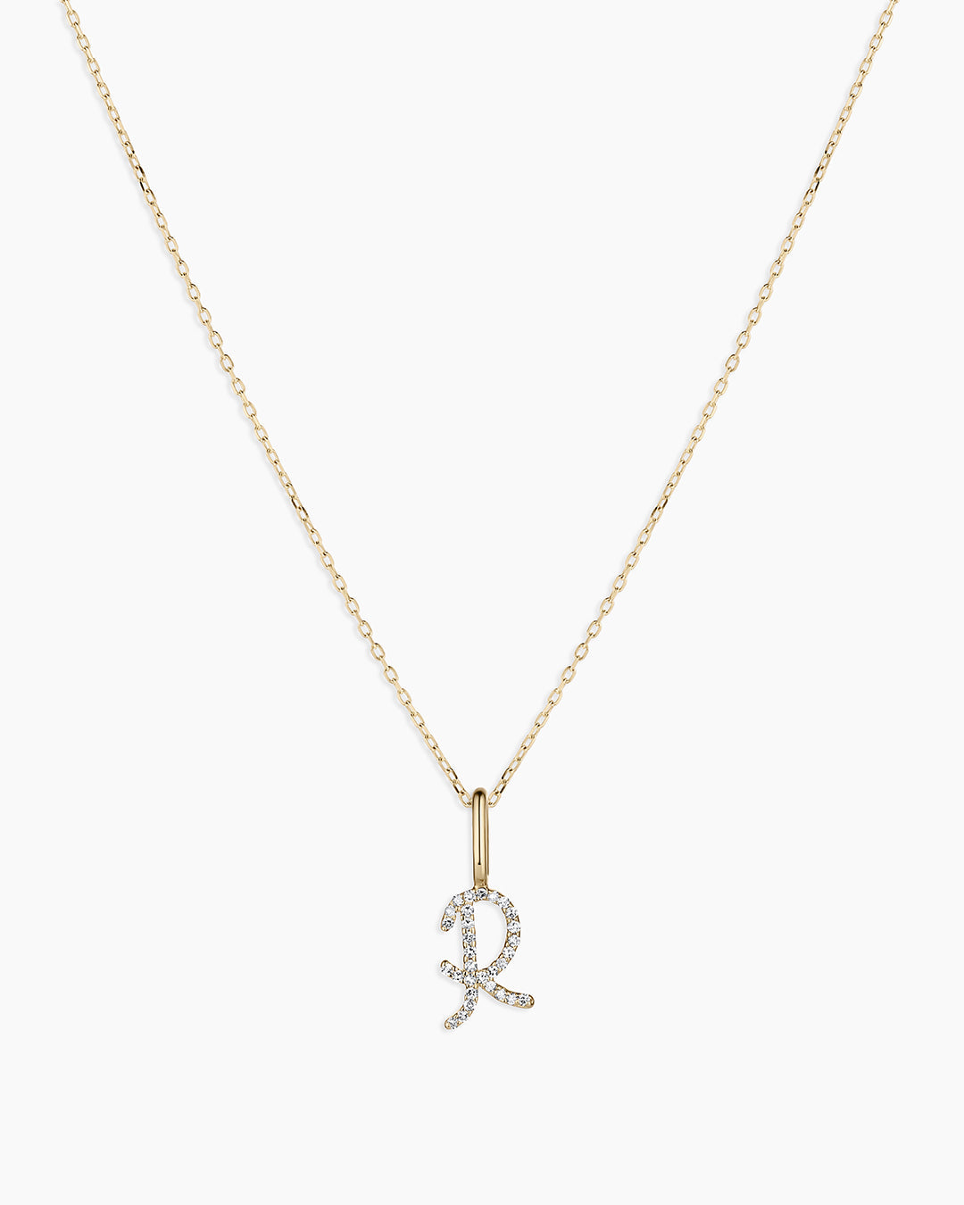 Diamond Script Alphabet Charm Necklace