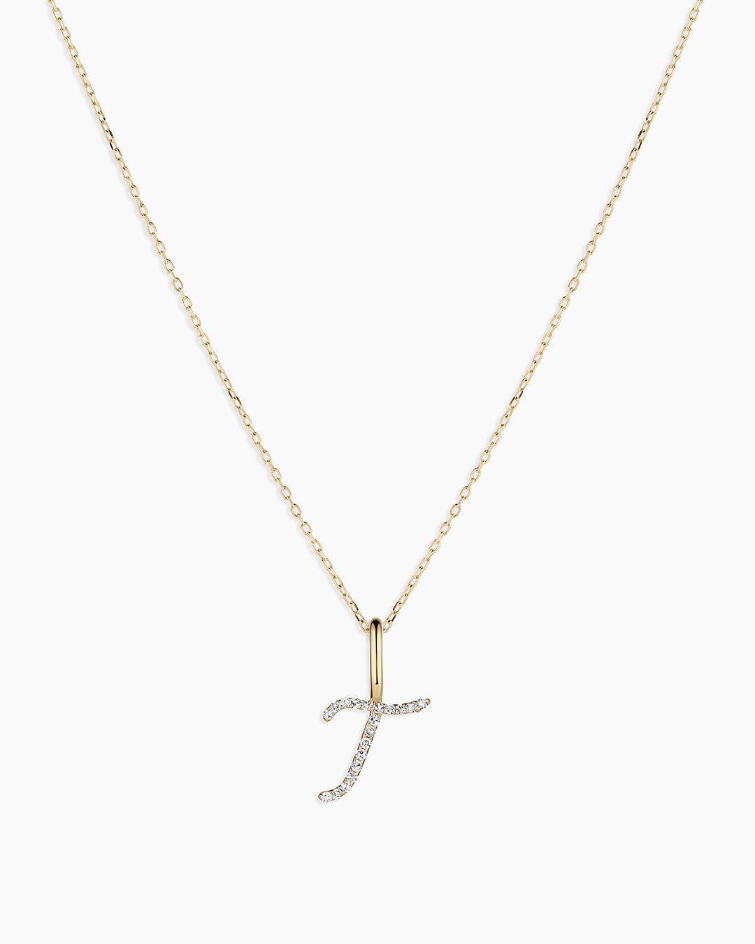 Diamond Script Alphabet Charm Necklace