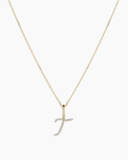 Diamond Script Alphabet Charm Necklace